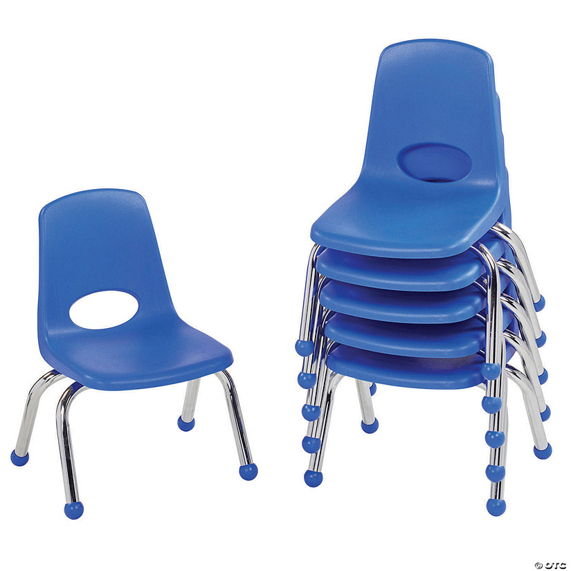 Factory Direct Partners 10 in Stack Chair with Ball Glides, 6-Pack - Blue Image