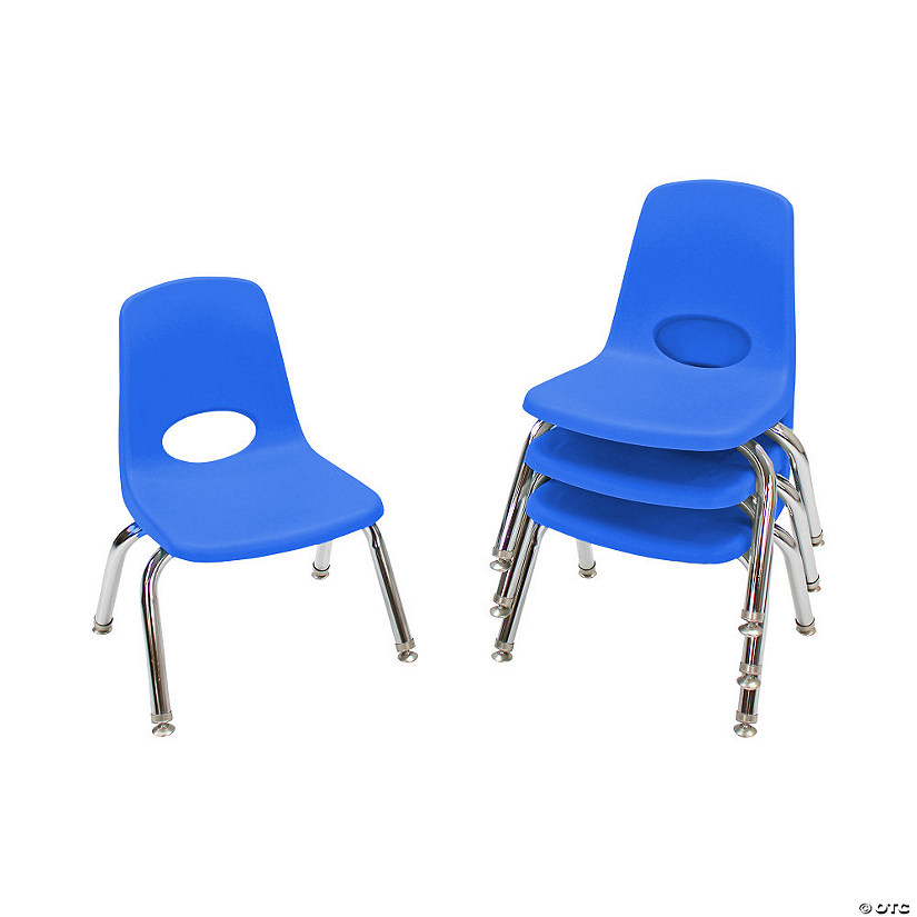 Factory Direct Partners 10 In Stack Chair With Swivel Glides, 4Pack Blue