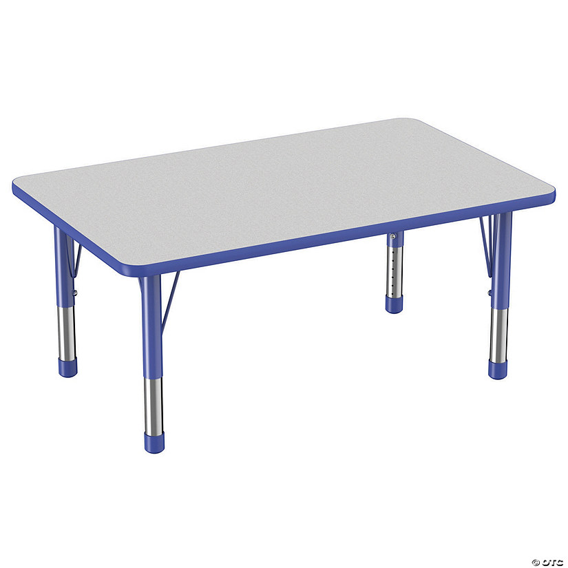 Factory Direct Partners 30 x 48 in Rectangle T-Mold Adjustable Activity Table with Chunky Legs - Gray/Blue Image