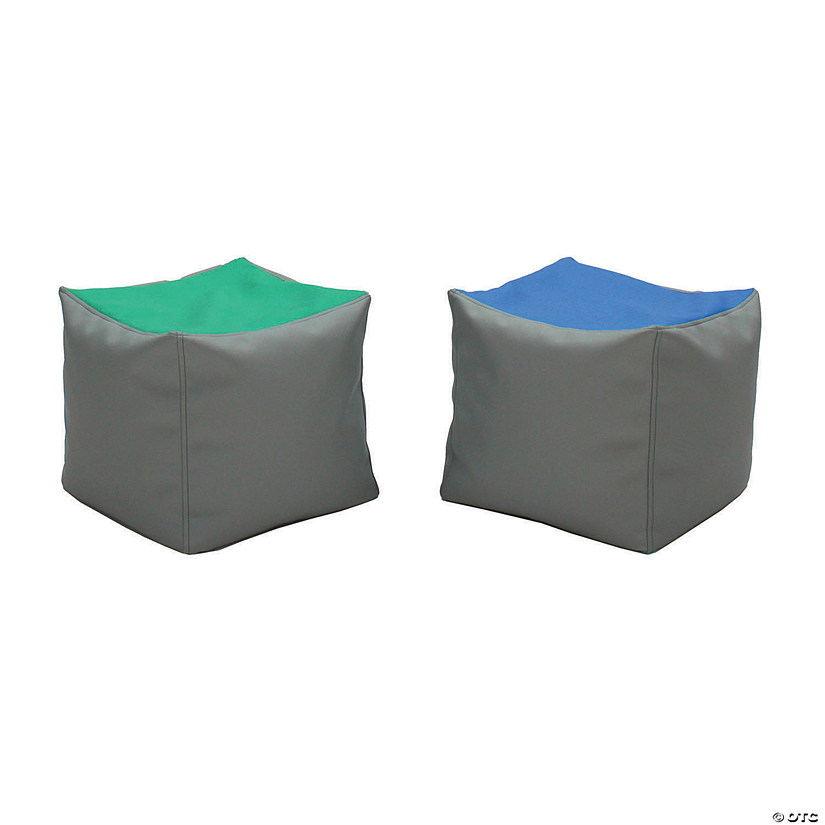 Factory Direct Partners SoftScape Square Bean Bag Chair Pouf 14in Height, 2-Piece - Contemporary Image