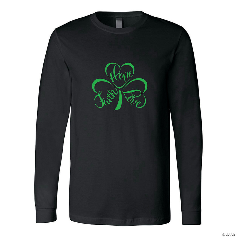 Faith, Hope, Love Shamrock Adult&#8217;s T-Shirt Image