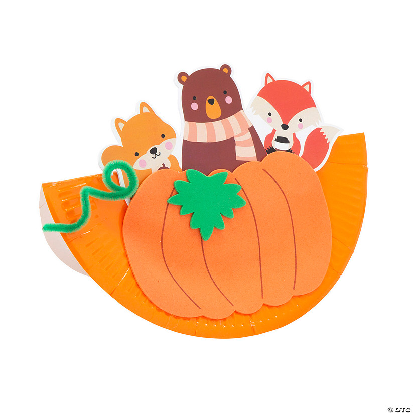 Fall Animals in Pumpkin Paper Plate Rocker Craft Kit - Makes 12 Image