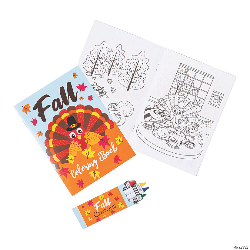 Fall Coloring Books with Crayons - 12 Pc. Image