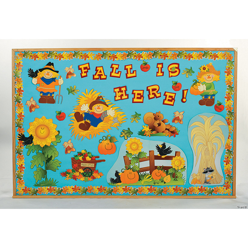 Fall Harvest Scarecrow Cardstock Classroom Bulletin Board Set - 150 Pc. Image