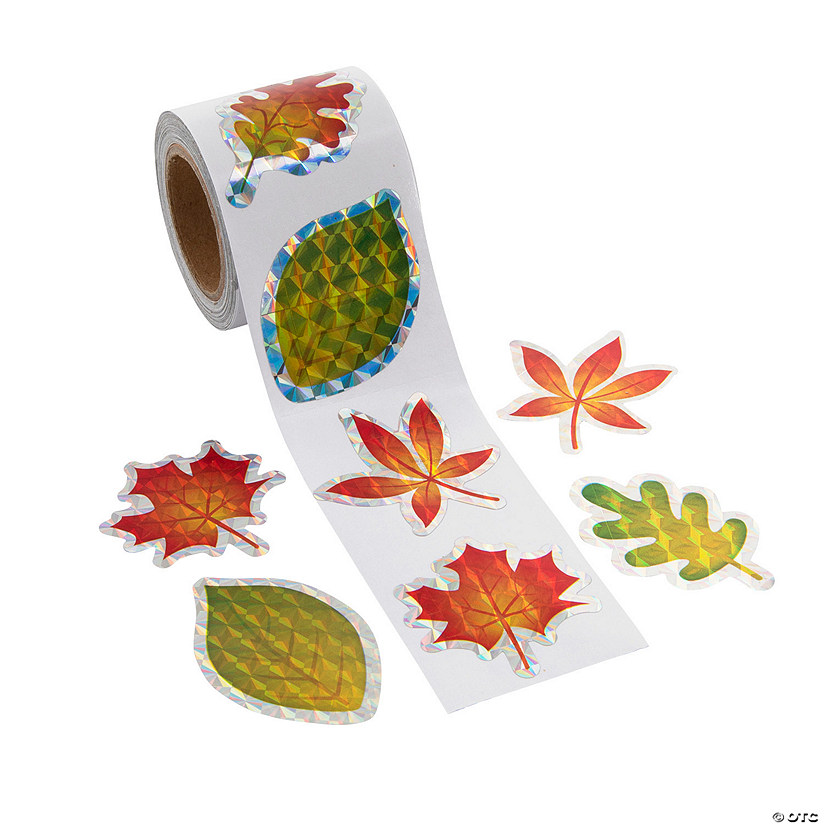 Fall Leaf Prism Sticker Roll - 100 Pc. Image
