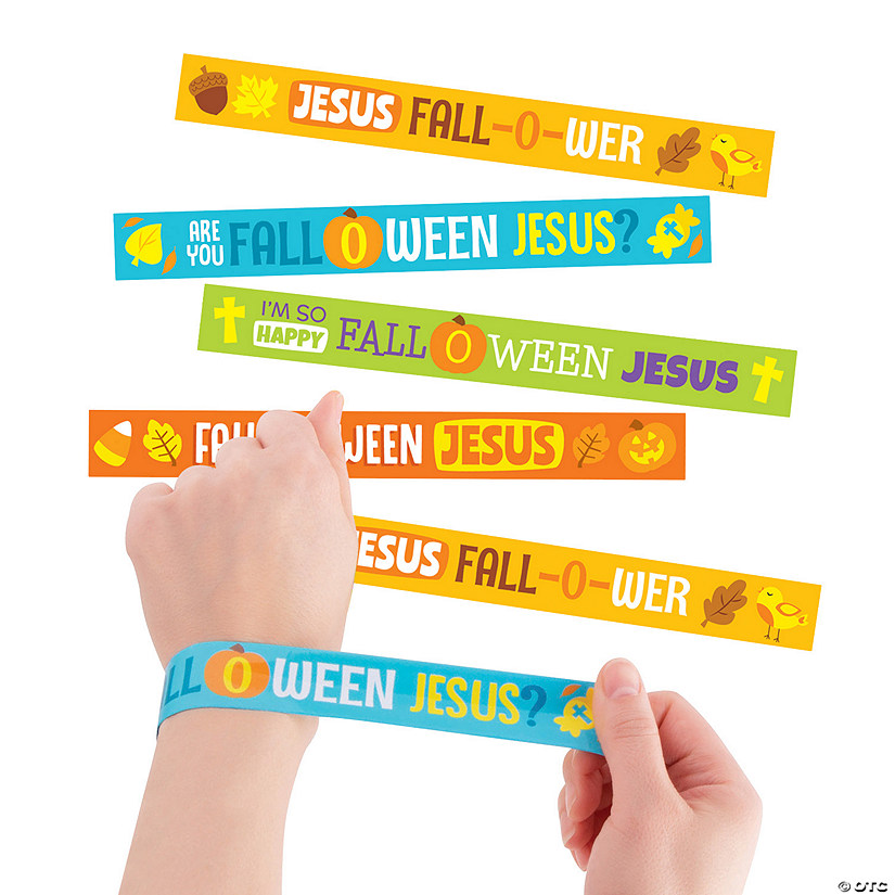 Fall-O-Ween Jesus Slap Bracelets - 12 Pc. Image