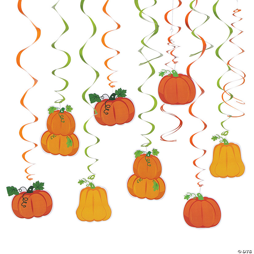 Fall Pumpkins Hanging Swirls - 12 Pc. Image