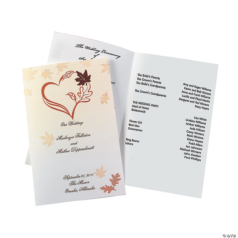 Fall Wedding Programs Discontinued