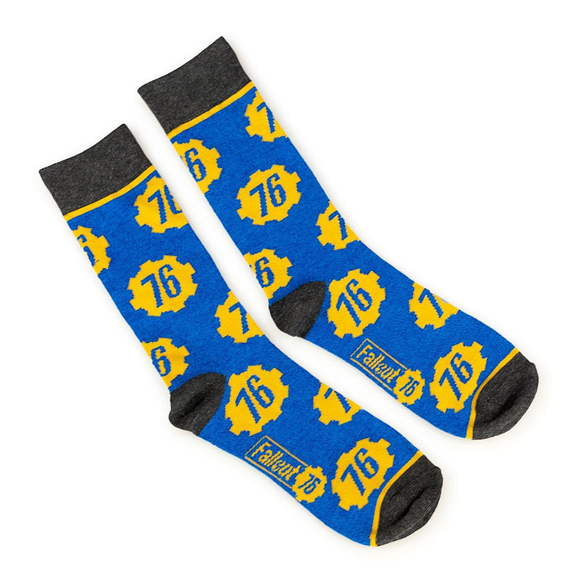 Fallout Collectibles  Blue & Yellow Crew Socks  BIOWORLD Fallout collection Image