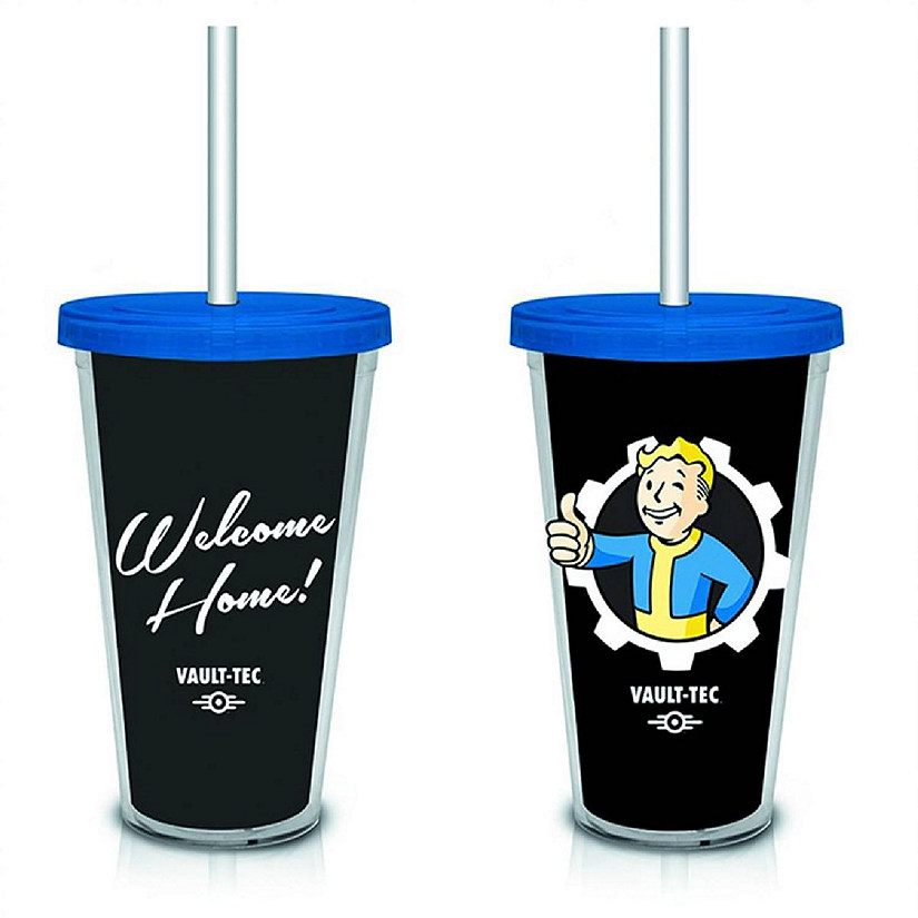 Fallout "Welcome Home" Vault-Tec (Black) 18oz. Travel Cup with Straw Image