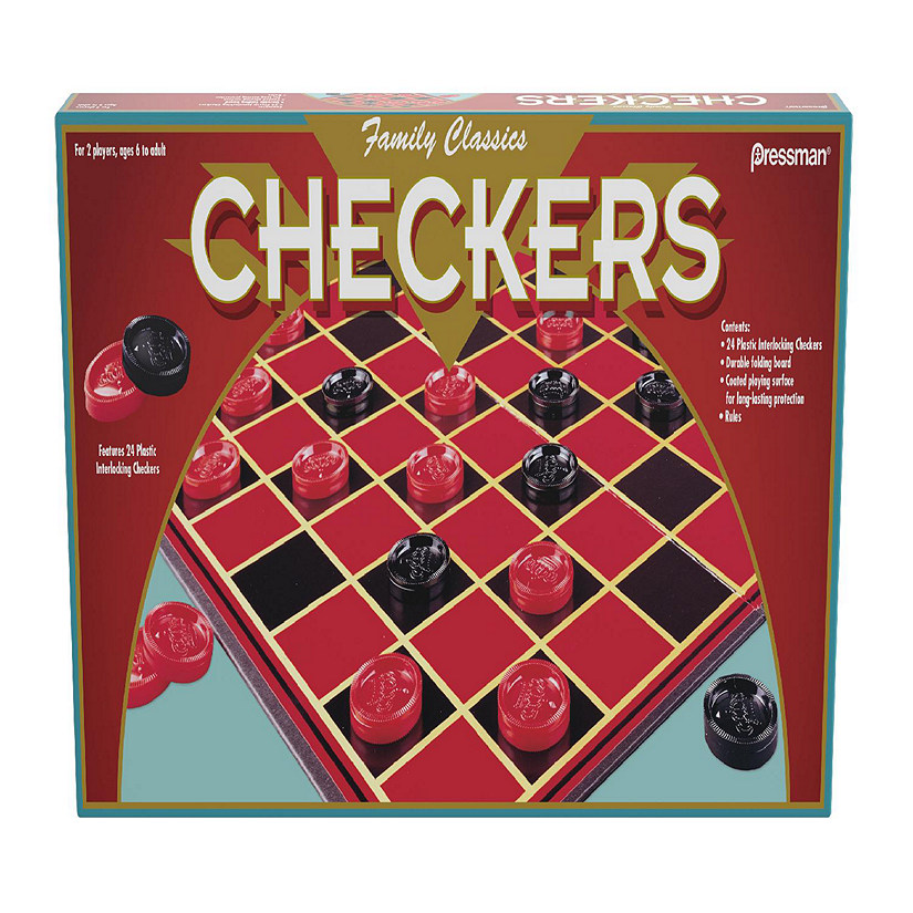 Pressman Checkers -- Classic Game With Folding Board and Interlocking  Checkers, 2 Players