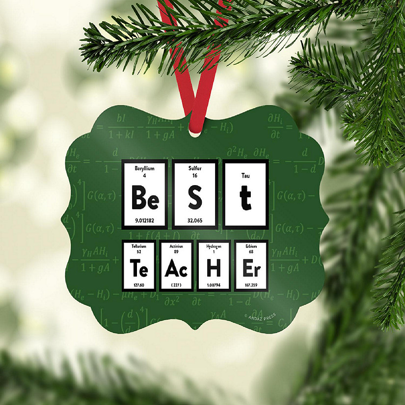 Fancy Frame Metal Ornament Best Teacher Image