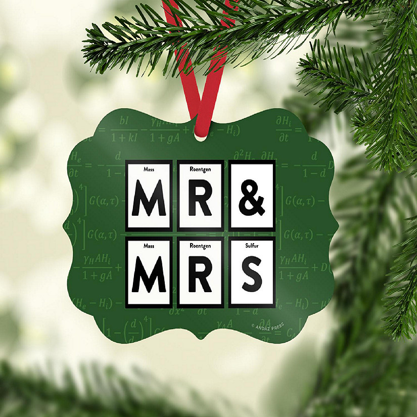 Fancy Frame Metal Ornament Mr. &amp; Mrs. Image