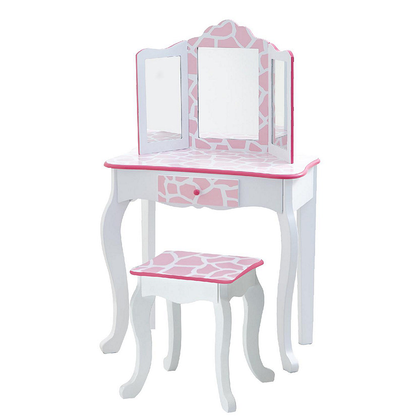 Fantasy Fields - Fashion Giraffe Prints Gisele Play Vanity Set - Pink / White Image