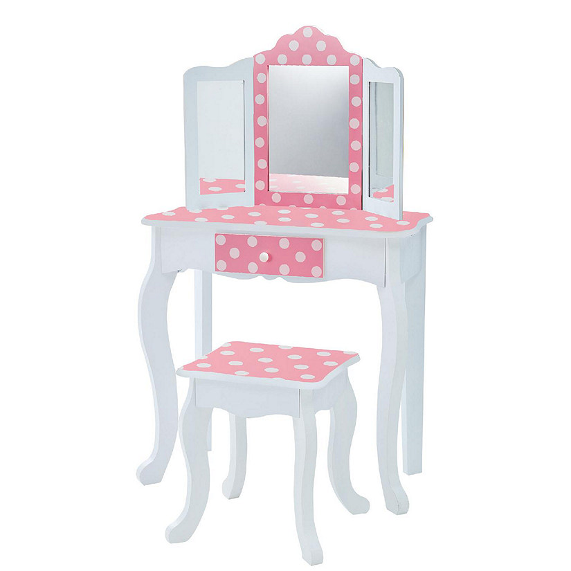 Fantasy Fields - Fashion Polka Dot Prints Gisele Play Vanity Set - Pink / White Image
