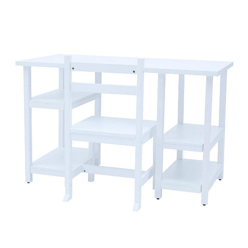 Costway White Folding Swing Craft Table Storage Shelves Cabinet