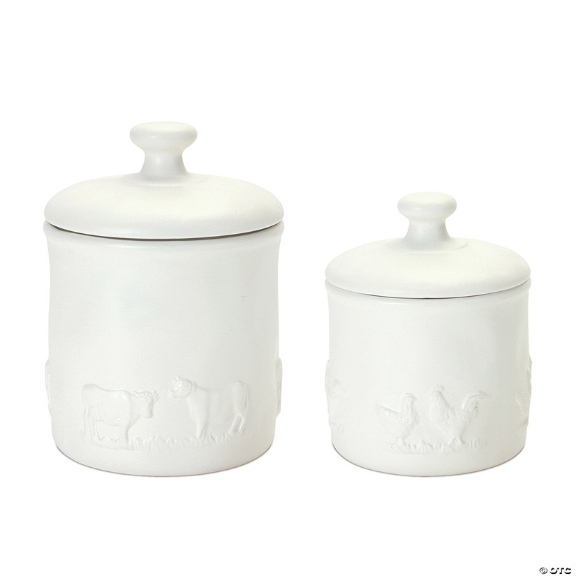 Farm Animal Canister (Set Of 2) 4.75"D X 6.25"H, 5.75"D X 7.75"H Ceramic Image