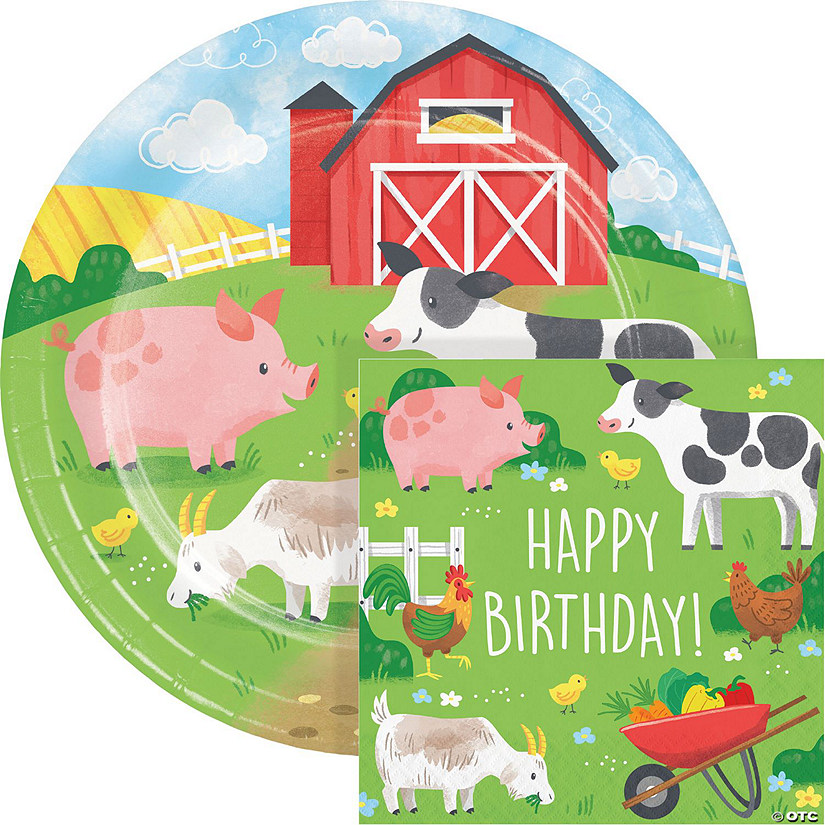 Farm Animals Birthday Party Plates and Napkins Image
