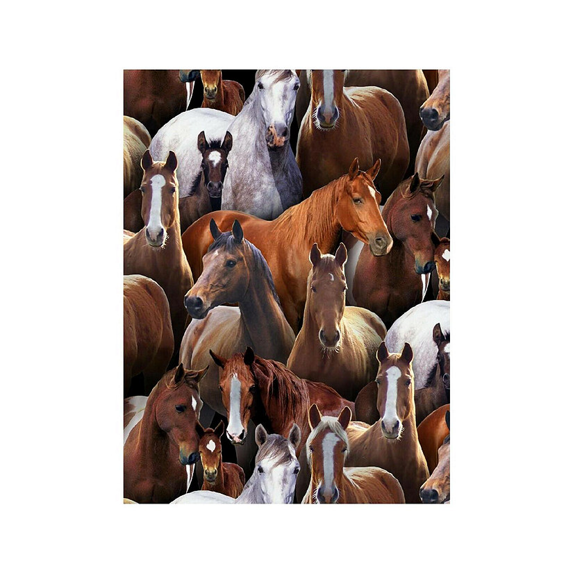 Farm Animals~Horses Cotton Fabric by Elizabeth Studios Image