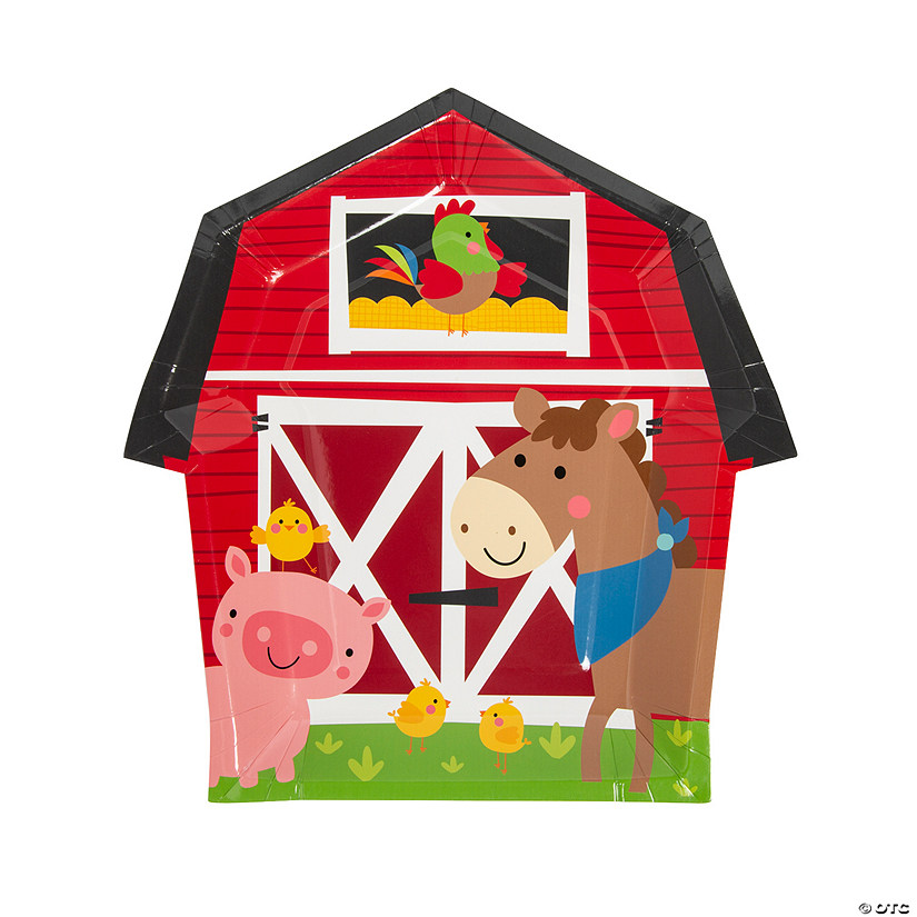 Farm Party Barn-Shaped Paper Dinner Plates - 8 Ct. Image