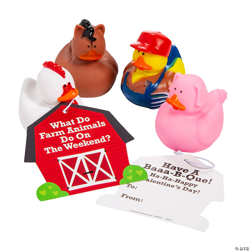 Farm Rubber Duck Valentine Exchanges with Card for 12 Image