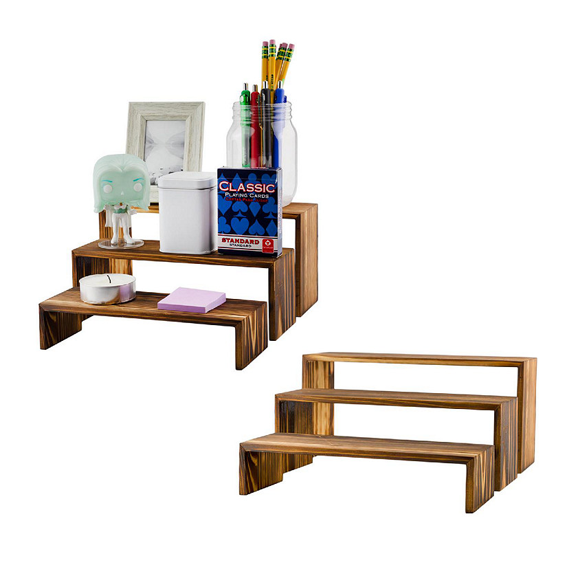Farmhouse Rectangular Wooden Risers 6pc Set, Wedding / Event Display Stands Image