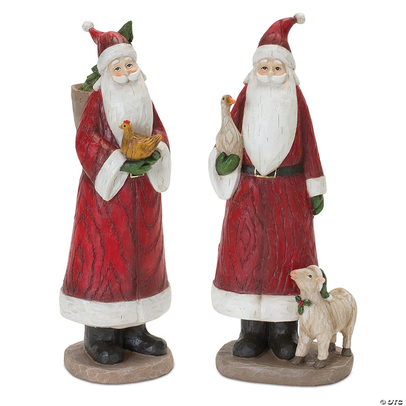 Farmhouse Santa Figurine  (Set Of 2) 11"H Resin Image