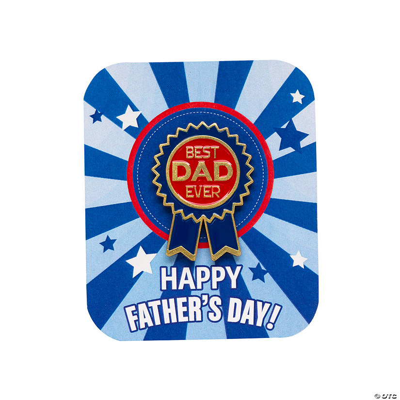 Father&#8217;s Day Award Ribbon Pin with Card for 12 Image