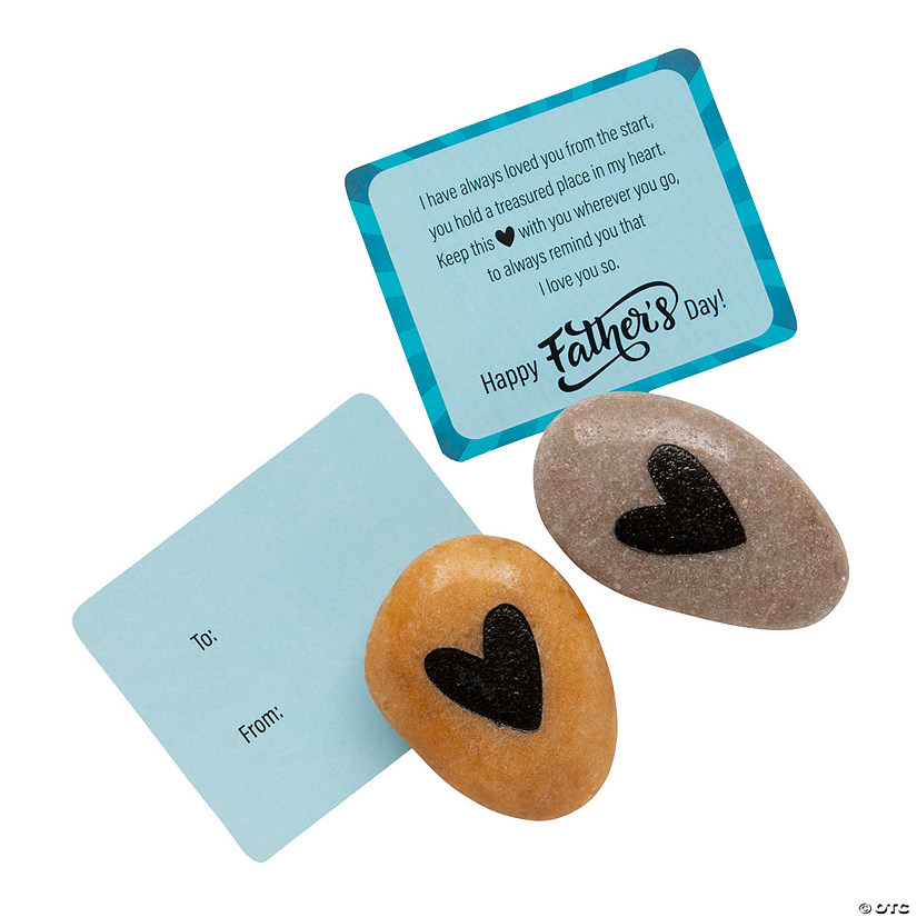 Father&#8217;s Day Heart Worry Stones with Card - 12 Pc. Image