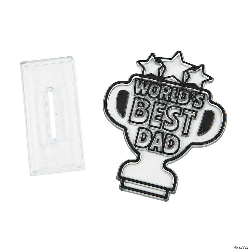Father&#8217;s Day World&#8217;s Best Dad Trophy-Shaped Suncatchers with Stand - 12 Pc. Image