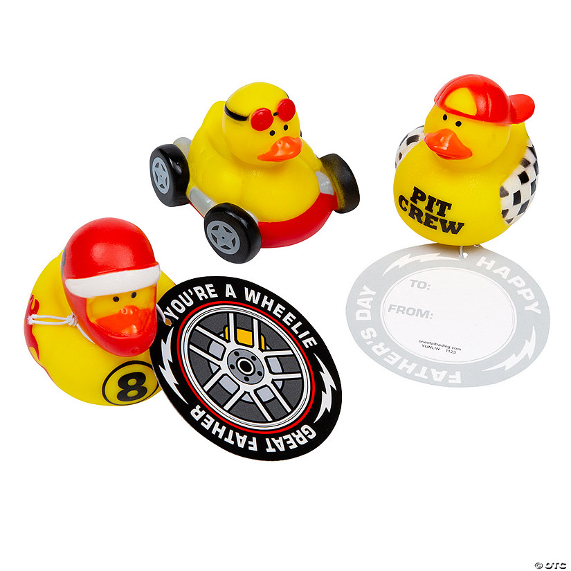 Father's Day Race Car Rubber Ducks with Card for 12 Image