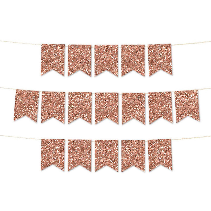 Faux Rose Gold Glitter Pennant Image