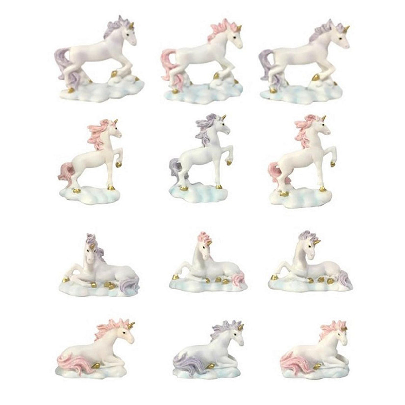 FC Design 12-PC Cute Unicorn Toy 2"W Mini Purple and Pink Unicorn on Cloud Figurine Set Fantasy Decoration Image