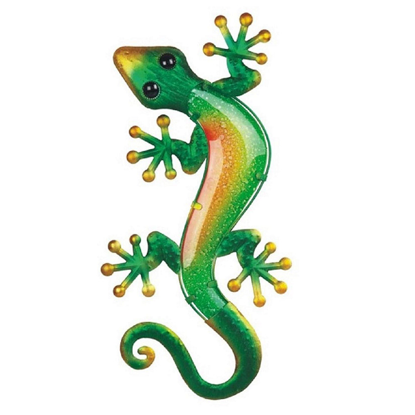 FC Design 23" Long Metal Green and Yellow Lizard Statue Wall Decoration Image