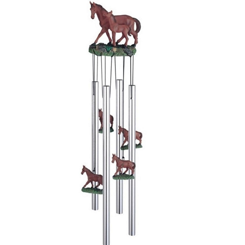 FC Design 23" Long Round Top Brown Horse with Foal Wind Chime Image