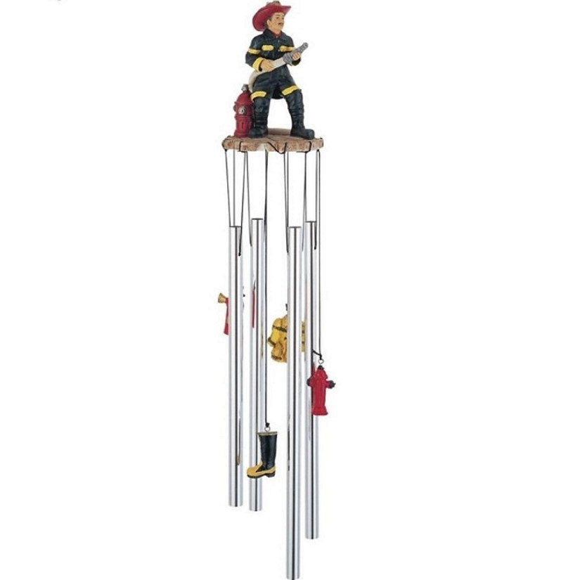 FC Design 23" Long US Fireman on Duty Round Top Wind Chime Image