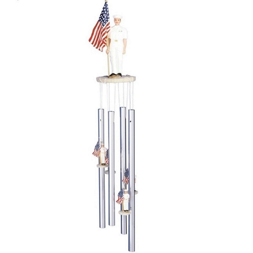 FC Design 23" Long US Navy with US Flag Round Top Wind Chime Image