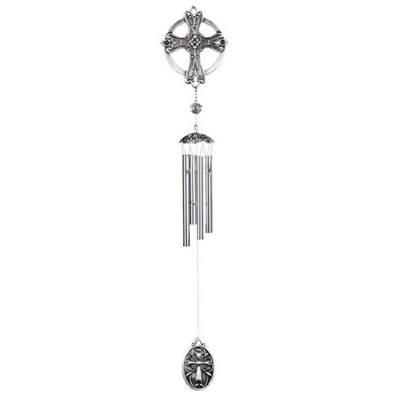 FC Design 28" Long Pewter Cross Wind Chime Image