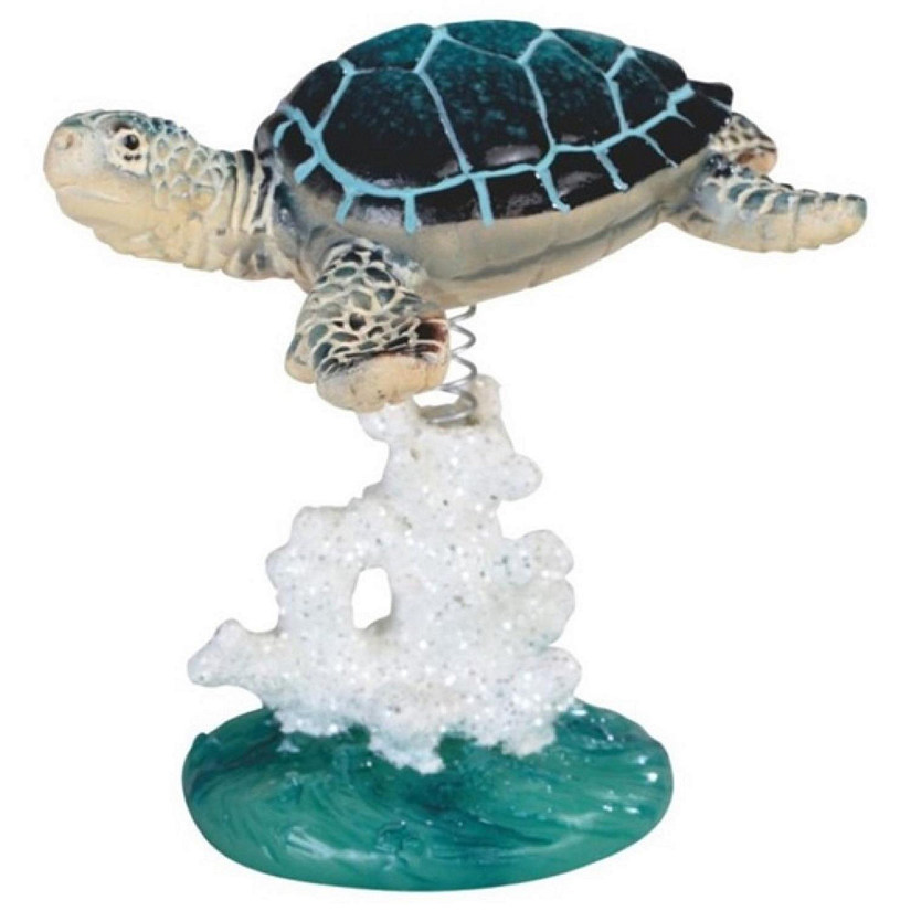 FC Design 3.5"H Blue Sea Turtle on Coral Statue Marine Life Decoration Figurine Image