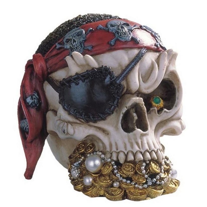 FC Design 3.75"H Medieval Pirate Skull with Red Bandana Statue Fantasy Decoration Figurine Image