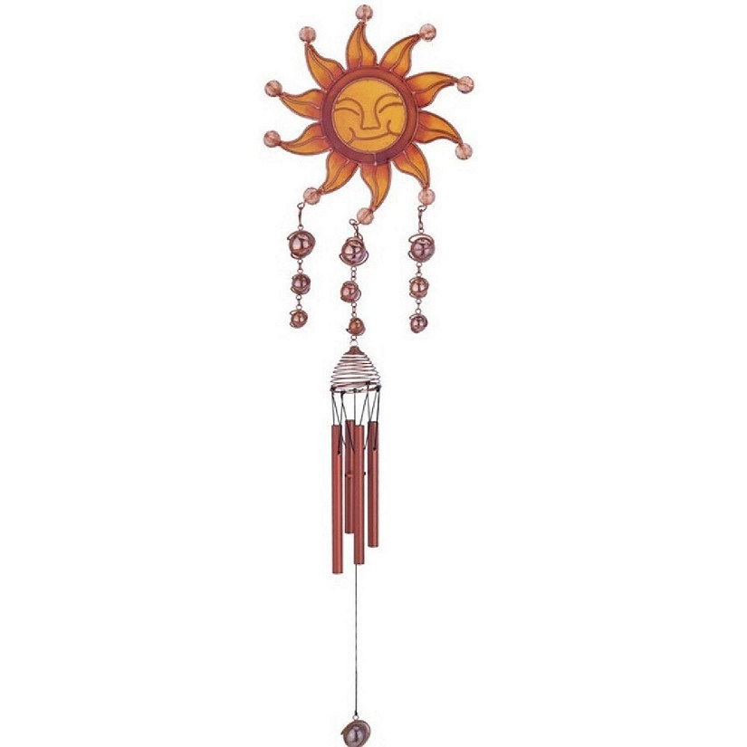 FC Design 31" Long Wind Chime Copper & Gem Sun Face Hanging Wind Chime Image