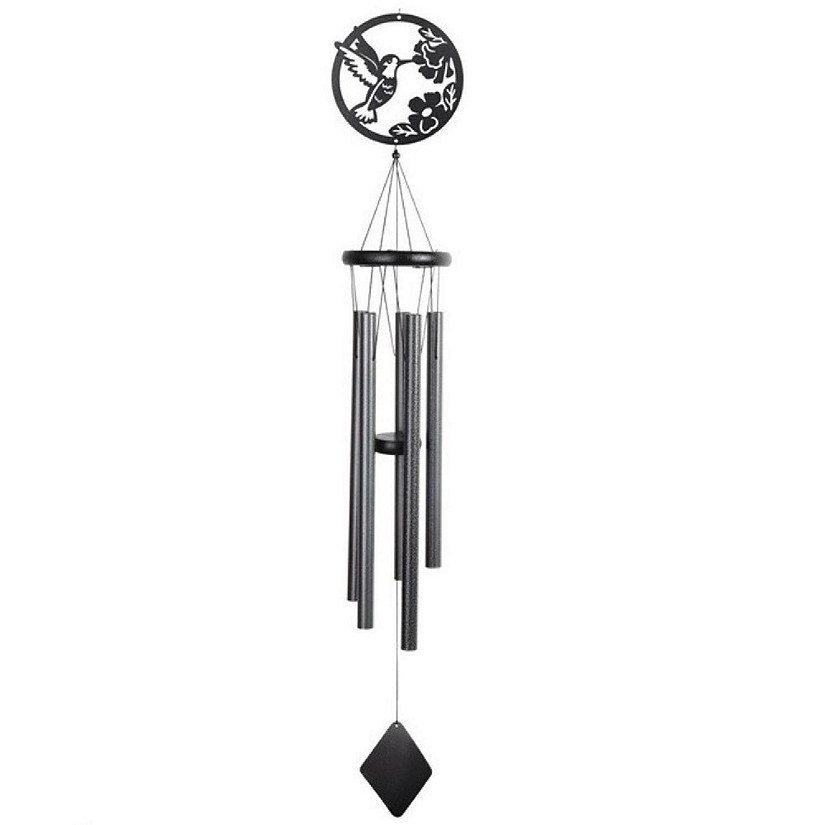 FC Design 38" Long Metal Black Hummingbird Silhouette Wind Chime Garden Patio Decoration Image