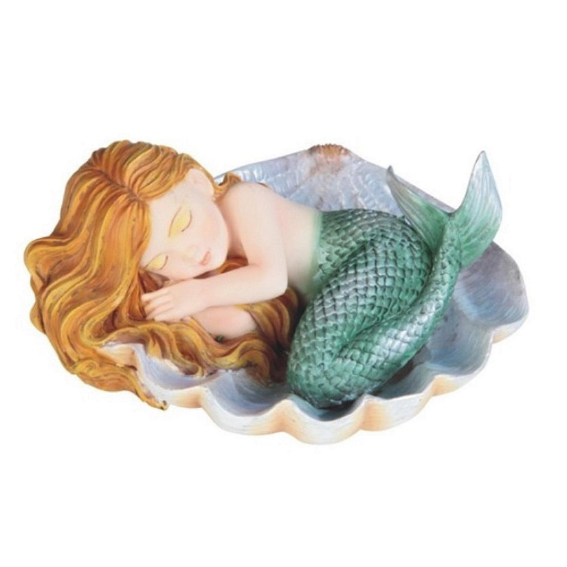 FC Design 4.5W Green Tailed Baby Mermaid Sleeping on Oyster Shell Mergirl  Statue Fantasy Decoration Figurine