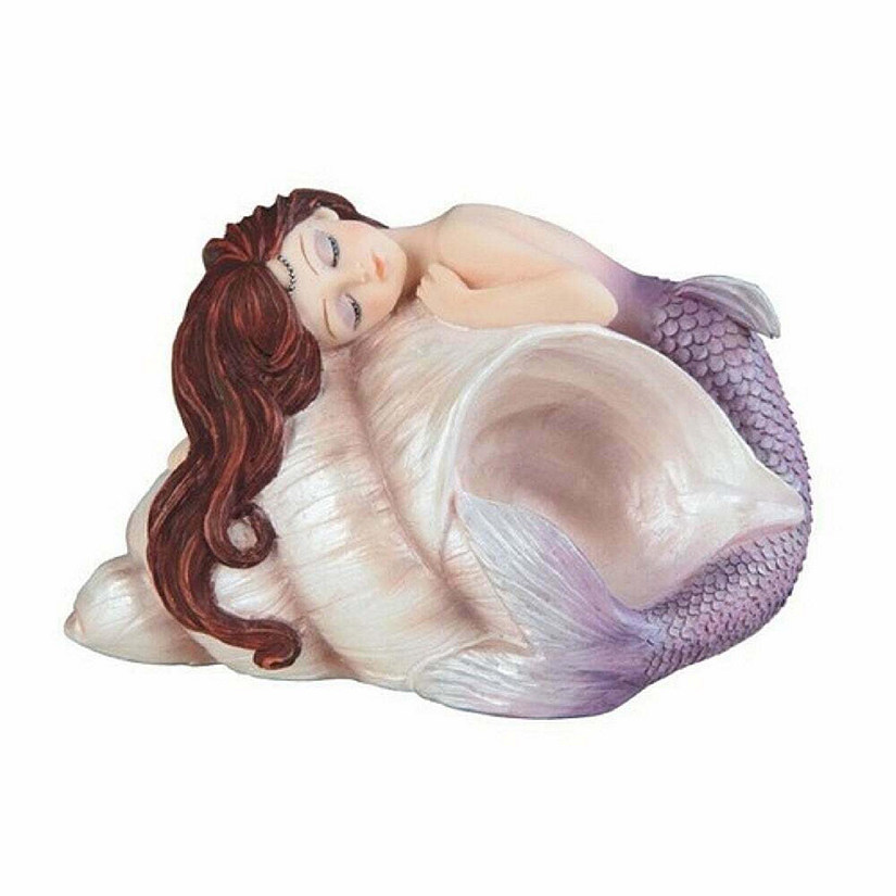 FC Design 4.5"W Purple Tailed Baby Mermaid Sleeping on Ocean Sconce Shell Mergirl Statue Fantasy Decoration Figurine Image