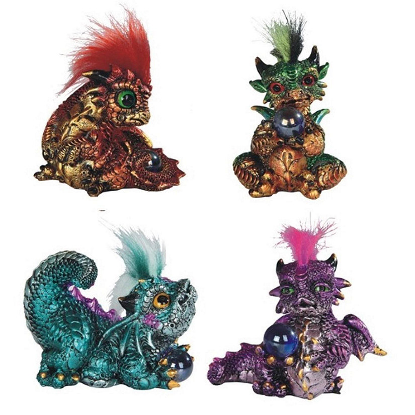 FC Design 4-PC Colorful Dragon Baby with Spiky Hair Set 3"H Statue Fantasy Decoration Figurine Image