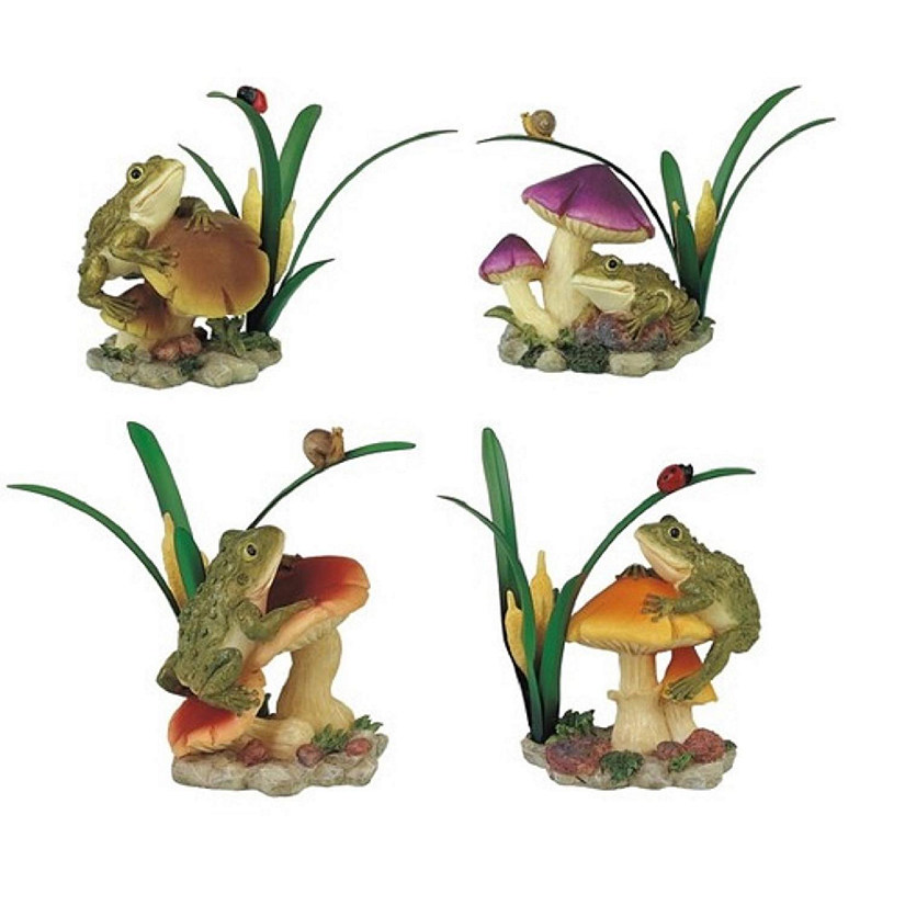 FC Design 4-PC Frog Leaning on Mushroom 4"H Image