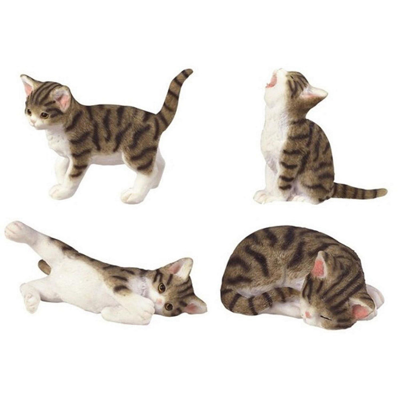 FC Design 4-PC Set 3"H differne Poses Miniature tan Tabby Cats Figurine Image