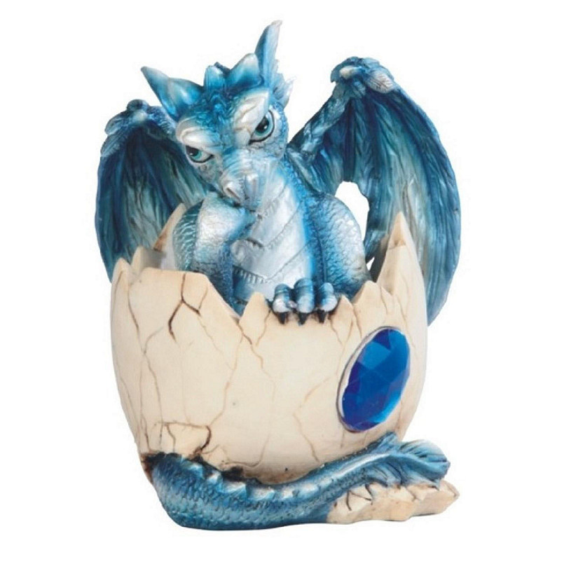 FC Design 4"H Fantasy September Birthstone Blue Dragon Baby Hatchling in Egg Figurine Image