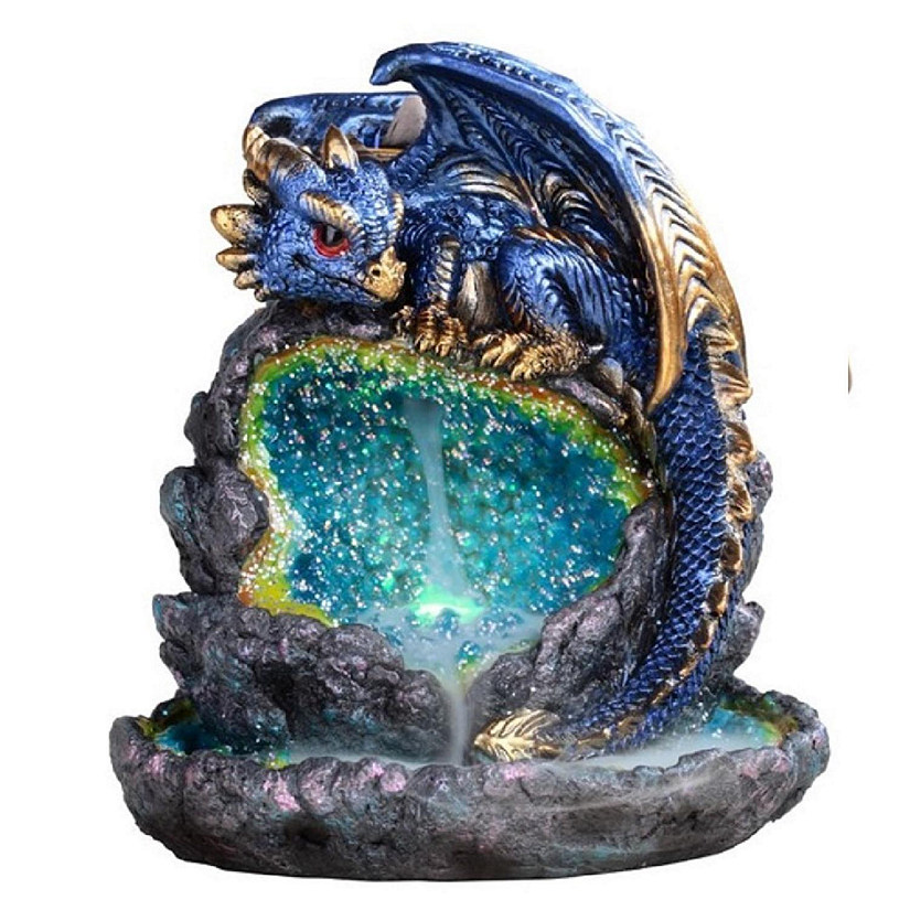 Dragon Guarding Faux Crystal Cave Statue Fantasy Decoration