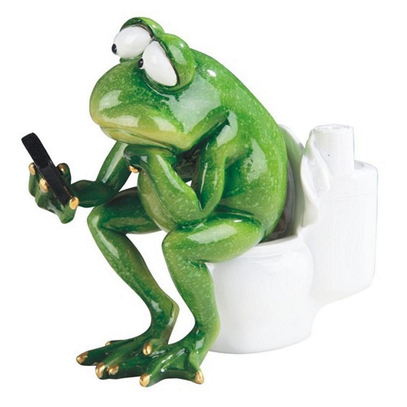 FC Design 5.75W Frog Sitting On Toilet Statue Funny Animal Decoration Figurine Home Room Decor